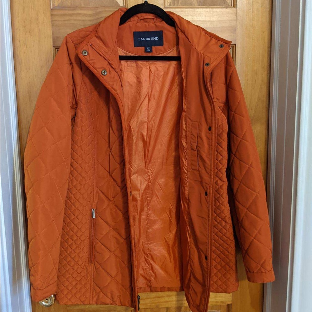 Land’s End Deep Orange Quilted Jacket 8T